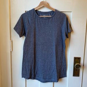 Gray Athletic Striped Tee Shirt